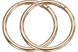 sourcing map 2pcs Metal Spring O Rings 2" Trigger Spring Keyrings Buckle Round Snap Clip for DIY Keychains Bag Purse Handbag, Gold