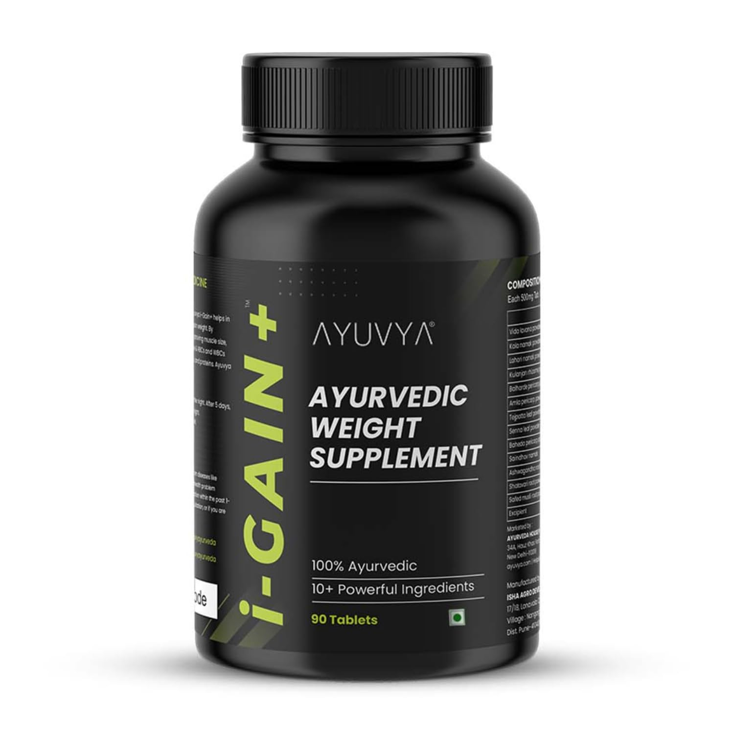 Ayuvya i-Gain+ 90 Tablets | New & Improved Formula | Ayurvedic Weight Gainer for Digestion & Muscle Mass | 100% Natural for M