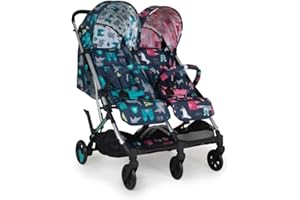 Cosatto Woosh Poussette double légère de la naissance à 22 kg, jumeaux ou frères et sœurs – Pliage à une main, compact, indépendants (conte de fées)