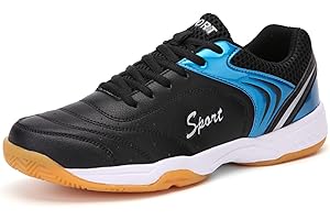 Eribby Adult Badminton Shoes, Non-Marking Gum Rubber Indoor Badminton Shoes for Men