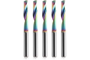 TRVOXVIQ Fresa CNC con una ranura para aluminio, vástago de 4 mm, fresadora en espiral VHM con revestimiento DLC, fresa de extremo de 4 mm de diámetro de corte, fresa de extremo de metal duro, 5 unidades