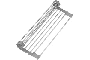 Rainsworth - Scolapiatti arrotolabile e salvaspazio, pieghevole, resistente al calore, per lavelli in acciaio inox, 43,5 x 28,5 cm, grigio