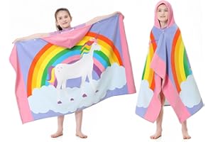 MOKANI Kids Cotton Hooded Towels | Super Soft & Thick & Super Absorbent | 50" x 30" Beach Bath Swimming Towels for Girls Boys Ages 3-12, Pink