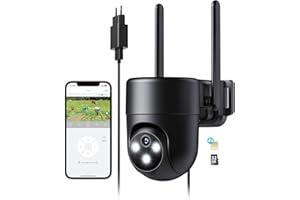 NUASI 4G Cellulaire Caméra de Surveillance Extérieur avec Carte SIM, 2K IP Caméra de Sécurité 360° PTZ avec AI Humain Détection et Vision Nocturne Couleur, Enregistreur 24/7 avec Carte 32Go