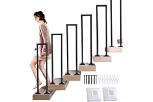 FUOIDYE Rambarde Escalier Intérieur,Rambarde Escalier en Forme de U,Garde Corps Escalier, Courante LatéRale en Fer Nordique, Main Courante pour Escalier pour Villas, Balustrade, Jardin, Balcon (95cm, Noir)