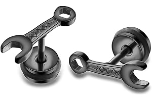 Chereda Kreativität Punk-Stil Edelstahl kleiner Schraubenschlüssel Werkzeug Ohrstecker für Herren Jungen Piercing Ohrringe Hip Hop Schmuck