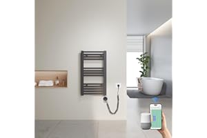 Heilmetz Scaldasalviette Elettrico WiFi 70x40cm Antracite, Termoarredo Bagno con Termostato Smart e App, Controllo Vocale Alexa/Google Home, 300W