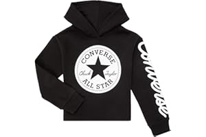 CONVERSE ALL STAR Converse - Felpa Corta Patch Cropped Ragazza con Cappuccio 469889 023 Nero - M, Nero