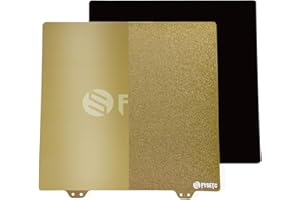 Toaiot Double face amovible flexible (revêtement en poudre dorée+PEI lisse)310x310mm/12,2 pouces Plaque de construction magnétique PEI Lit en tôle+fond avec adhésif compatible avec CR-10 Imprimante 3D