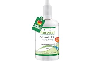 ‎FAIRVITAL Fairvital | Vitamin K2 MK-7 Tropfen 100µg - 30ml - All-Trans Gehalt mind. 99,5% - Natürlich und fermentiert aus Natto