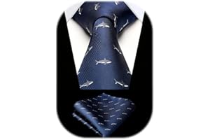 HISDERN Corbatas para Hombre con Motivo Animal Modernas Elegante Conjunto Corbata y Pañuelo de Boda Business