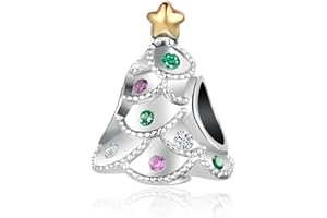 LSxAB Merry Christmas Tree Reindeer Snowman Charm Compatible with Pandora Charms Bracelets