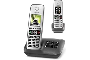 Gigaset Family mit Anrufbeantworter - 2 schnurlose Telefone mit großem, farbigem Display und hoher Reichweite – anthrazit-grau