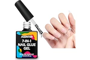 ASENTER 15ML Colle Faux Ongles UV Gel 7 EN 1, Gel Pour Américaine, Colle Ongles Capsules UV, Gummy Base Pose Americaine, UV Colle à Ongles, Renforçateur, Nail Extend Gel，Nail Glue Gel