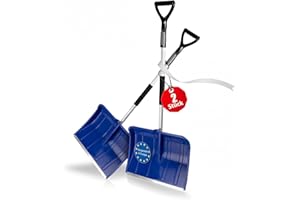 BigDean 2 Stück Schneeschaufel Stabiler Verstellbarer (!!) Teleskopstiel – Schneeschieber Made in Europe