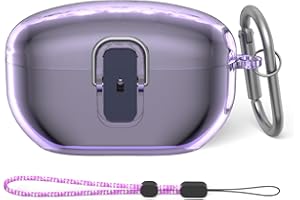 MOWYEOK etui ochronne do słuchawek WF-1000XM5, miękkie, przezroczyste tworzywo TPU, zaprojektowane specjalnie do słuchawek Sony WF-1000XM5, z karabińczykiem i paskiem do noszenia (fioletowe)