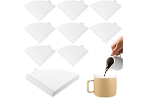 YILUXMYYXGS 200 Pcs Filtres à Café en Papiers de Filtre à Cafés Papier Taille 1, Forme en V Papier de Filtre à Café Cône, Filtres en Papiers pour Cafetière Filre Machines à Cafés (Blanc, 1-2 Tasses)