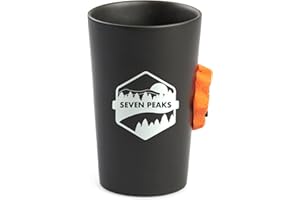 SEVEN PEAKS LIVING ON THE TOP EXPLORING THE WORLD Seven Peaks Tasse d'escalade et d'aventure en céramique avec prise d'escalade professionnelle Adaptée au micro-ondes et résistante à l'eau Orange Prise 9c