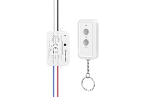 DEWENWILS Interruttore Wireless per Illuminazione, 1 Ricevitore e 1 Telecomando con Batteria, Portata di 30 m, Nessun Ricablaggio Necessario, Kit Interruttore RF 433Mhz per Lampade fino a 2300W
