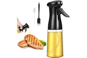 ANMEISH 200ML Oil Spray Bottle, Transparent Olive Oil Sprayer Dispenser with Brush, Black Vinegar Mister Gadgets for Kitchen Cooking Air Fryer BBQ Baking Salad Grilling