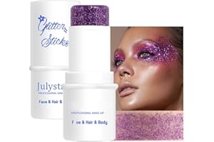 GL-Turelifes Face Body Glitter Stick, Mermaid Face Glitter Gel, Waterproof Fine Glitter for Face/Body/Hair/Eyes/Lip,Holographic Sequins Paint,Sparkling Face Glitter Makeup Body Glitter #08 Purple
