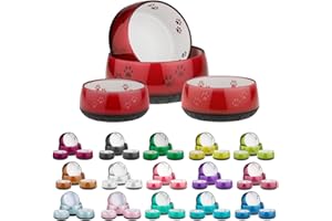 EHASO Hundenapf mit Pfötchen - Futter- und Trinknapf für kleine und große Hunde (1000ml, Rot)