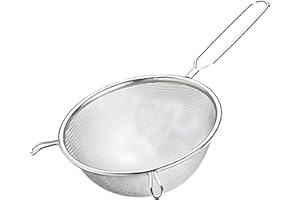 PARENCE.- Passoire à Maille Fine - Tamis de Cuisine de 21cm de Diamètre - Ne Pas Mettre au Lave Vaisselle - 35x21cm, Polyvalent, Efficace, Argenté