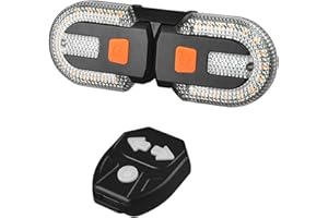 KOUAMOR Clignotant de vélo, avec 30 LED jaunes et 8 LED rouges, clignotants 5 modes, 2 ampoules, rechargeable par USB, télécommande IPx6 étanche, pour VTT, vélo de route