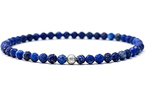 BERGERLIN Genuine Natural Stone Bracelet with 925 Sterling Silver Pearl Bracelet, for Men and Women, with Certificate of Authenticity