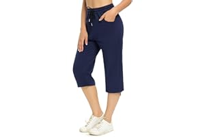 Totatuit Pantaloni Capri Donna Estivi Pantaloni Sportivi Donna Pantaloni 3/4 Donna Cotone Regolabile con Tasca Pantaloni Pinocchietto Cropped Estivi Donna Jogging Yoga Pinocchietti Donna