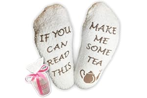 MIANA CREATIONS If You Can Read This Make Me Some Tea Funny Socks Cupcake Gift Packaging Fuzzy Warm Cotton Great Gifts For Women Wife Hostess Housewarming Novelty Romantic Birthday Present Tea