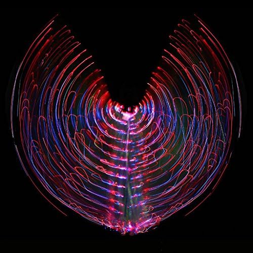 Byjia Women Belly Dancing Multicolor Isis Wings Led Light Color Flash Discoloration Glowing 360 Degrees Big Butterfly Props Performance Professional . Picture Color . Adult