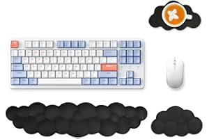 Zusentee Cloud Handballenauflage Tastatur, Ergonomische Maus Handballenauflage mit Memory-Schaum und Untersetzer-Set, Ergonomisches Handgelenkauflage, für Büro, Zuhause, Gaming, Schwarz