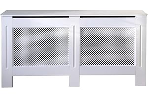 Jack Stonehouse White Painted Traditional MDF Wood Radiator Cover Cabinet with Cross Diamond Design - Large