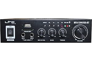 IBIZA LTC MFA1200USB-BT-BL - Amplificador para Karaoke (estéreo, 2 x 50 W), Color Negro