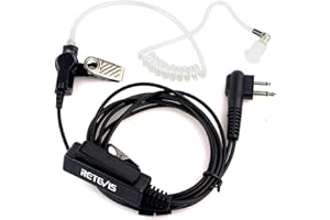 Retevis Walkie Talkie Surveillance Earpiece, Covert Acoustic Tube Security Headset, 2 Pin Radio Earpiece Compatible with Motorola CP040 CP140 CP88 CP1200 GP300 GP2000 HYT-TC500 (1 Pcs)