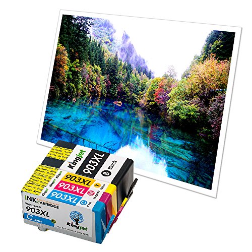 Kingjet 903XL Refill-Patronen 5 Stück hohe Kapazität Ersatz für HP 903 XL mit Füllstandsanzeige kompatibel mit HP OfficeJet 6950 6960 6970 (2 x Schwarz, 1 x Cyan/ Magenta/ Gelb) - 5