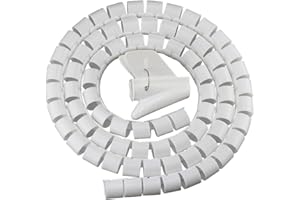 BuxiuGK Cable Espiral,Cable Flexible en Espiral 28MM*2M,para Cable en Casa u Oficina TV,Computadora,Blanco