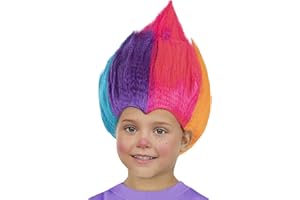 Funidelia | Peluca arcoíris Trolls para niño y niña ▶ Dibujos Animados, Trolls - Accesorios para niños, Accesorio para Disfraz