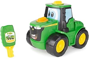 John Deere Johnny Tracteur Key & Go de Tracteur Jouet interactif 15 Fonctions - Roule, s'allume, émet des Sons, Change de Visage – Jouets éducatifs pour garçons et Filles 18 Mois et Plus