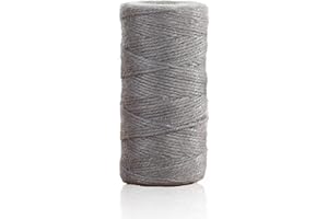 ALOHOVME 100M Grey Natural Jute Twine, 3Ply Jute String Rope for Gift Wrapping, DIY Arts & Crafts, Gardening, Bottles, Bundling, Floral Arrangement, Baskets, Home and Wedding Decoration, 2mm Gardening Twine