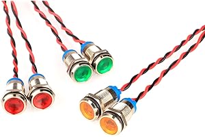 Guuzi 6pcs 220V-230V 10mm LED Panel Pilot Dash Warnlicht Kontrollleuchte Lampe Pilot Dash Glühbirnen Richtungs (Rot/Gelb/Grün)