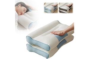 Kidmis Nackenkissen mit Gegenzug, Ergonomisches Nackenstützkissen, Zervikale Orthopädisches Kopfkissen für Nacken und Schulterschmerzen, Kopfkissen für Seiten und Rückenschläfer (2 Stück)
