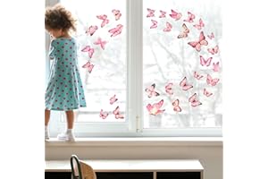 WandSticker4U®- Adesivi per finestre FARFALLE rosa I Adesivi per vetri finestre bambini farfalle I Primavera decorazioni vetrofanie cameretta bambina soggiorno camera cucina bagno riutilizzabili