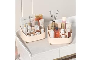 ELUCHANG Kosmetik Make Up Organizer: 2 Pack Retro Große Schminktisch Organizer 12 Fächer mit Anti Rutsch Fuß Kosmetik Aufbewahrung Skincare Kosmetik Organizer für Schlafzimmer Badezimmer KofferSchrank