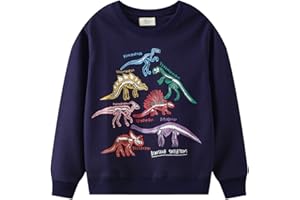 Little Hand Boys Jumper Digger Dinosaur Sweatshirt Kids Cute Cotton Long Sleeve Tops T-Shirt Toddler Clothes for Age 1-7 Years