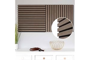 JELLE & JACOB Akustikpaneele Holz-Furnier Eiche Dunkel 52x52 cm, 2er Set Wandpaneele auf schwarzem Akustik-Filz, Lamellenwand - angenehme Raumakustik & Deko in skandinavischem Design