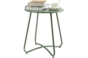 HollyHOME Stolik pomocniczy na patio, okrągły, ogrodowy, mały, stolik kawowy, metalowy, do salonu, ogrodu, na balkon, na zewnątrz, zielony