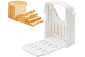 Midyrrg Bread Slicer, Bread Cutter, Manual Bread Slicer Guide Adjustable Bread Slicing Guide Bread Loaf Slicer Foldable Toast Slicer Tool for Homemade Bread, Sandwich (1PCS, White)