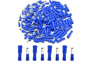 Hocansen 100 Pieces Bullet Connectors Female/Male Bullet Butt Connector Terminals Set (Blue/PZ)